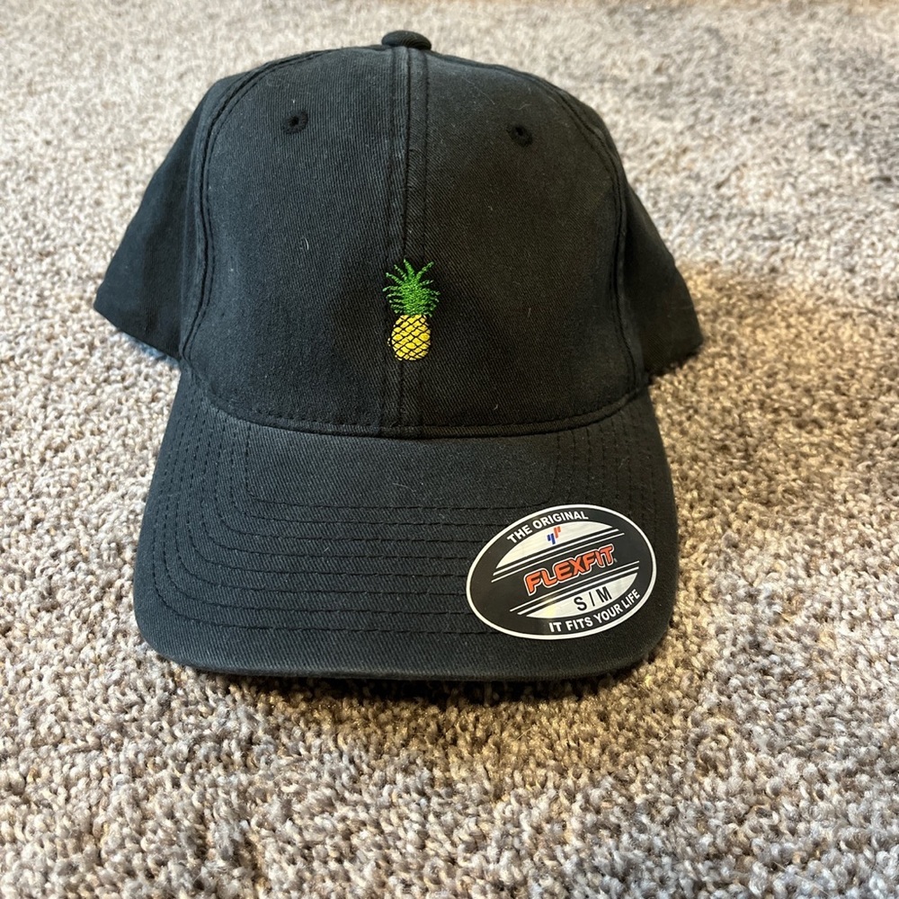 NEW Dark Blue Cotton-Blend Flexfit Baseball Cap Pineapple Embroidery Versatile